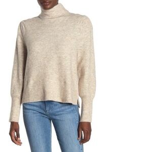 FRAME Swingy Turtleneck Cream Puff Sleeve Sweater M